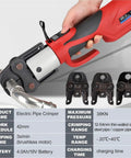 Heavy Duty Electric Hydraulic Pipe Press Tool With 38kN Force And Fast 3s Crimping Speed showing ergonomic cordless design and interchangeable heads.
