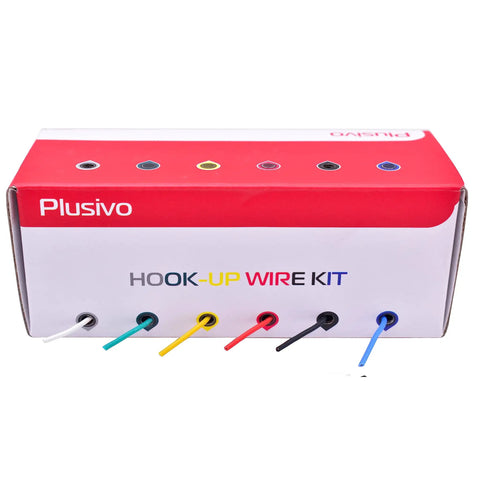 20 Gauge Solid Core Wire Kit For Prototyping, PVC Coated Copper, 6 color wires emerging from packaging, Plusivo brand