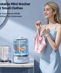 Compact Portable Mini Washing Machine With Quick Spin Dry Function And Rechargeable Battery, washing small clothes like underwear.