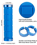 Double Lock On Bike Handlebar Grips Non Slip Grippy Comfort Rubber Grips For Mountain Bike BMX Scooter in blue, detailed view.