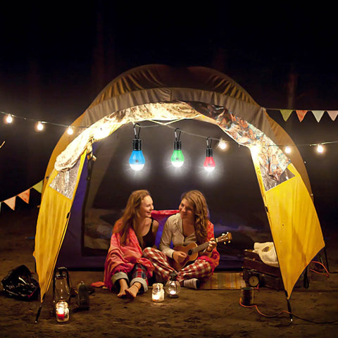 Colorful Go-To USB Rechargeable LED Camping Lanterns Four Pack With Clip Hook Hanging Design for outdoor tent lighting