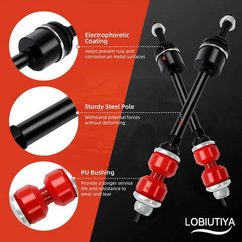 Front Sway Bar Kit 36mm with PU End Links for Ram 1500 4WD 2009-2022 Includes Bushings, Retainers and End Links for a Beefed-Up Ride and Tighter Handling Fits Dodge Ram Classic 1500 2019-2022 Suspension Upgrade black PU end links with red bushings