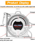Tough Magnetic Angle Finder With Precision Inclinometer And Rugged Abs Build for quick job site layouts, showing detailed dial.