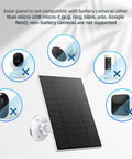 5W Outdoor Security Camera Solar Panel With Micro USB And USB C Ports Solar Charger for DC 5V Battery Cam compatibility details.