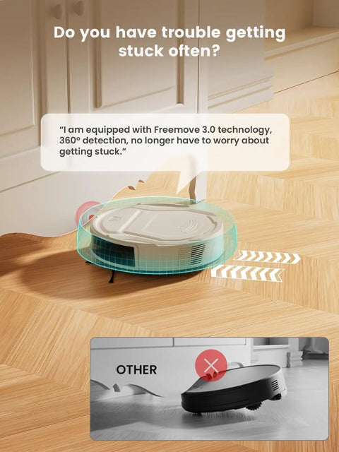 Pet Hair Slaying Slim Robotic Vacuum With Strong Suction Up To 4000Pa navigating floor obstacle-free