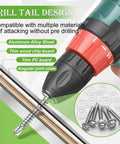 Drill tail design demonstrating compatibility with materials for 370 Piece Job Site Staple 410 Stainless Steel Number 8 By 3/4 Inch Hex Washer Head Self Drilling Screw Kit.