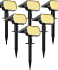 6 Pack Solar Spot Lights Outdoor 65 LED With 3 Modes Warm White Garden Landscape Security Lights IP68 Waterproof