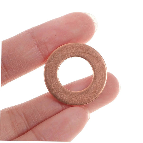 120 Pcs Metal Welding Washers Round Iron Dent Repair Kit For Auto Body Paintless Dent Removal DIY Dent Puller Discs And Welding Ring Washers Heavy Duty Pro Grade Car Body Repair Tool Set For Quick Flexible Dent Fix copper ring washer held between fingers