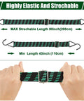 8 Pack 80 Inch Adjustable Flat Bungee Cords With Hooks And Buckles, hands stretching heavy duty elastic straps