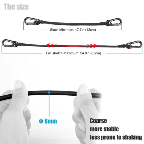 Close-up view of retractable rope with carabiner clips for Fence Mount For GoPro Hero Series And Action Cameras On Chain Link Backstops.