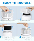 Installation steps for Replacement Filter For EPI810 Air Purifier With 3-In-1 HEPA Filtration, model shown in step-by-step guide.