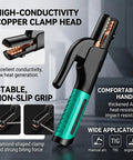 Heavy Duty 300A Welding Stinger And Electrode Holder Crafted With Raw Copper Jaw showing copper clamp head and non-slip grip.