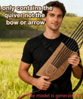 Man holding Waxed Canvas Archery Quiver With Slots And Adjustable Shoulder Strap for outdoor use