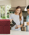 Waterproof Coffee Maker Cover For Keurig Single Serve Brewers Dustproof Shield in red, fits 12.5x12x14 inch machines, kitchen setting.