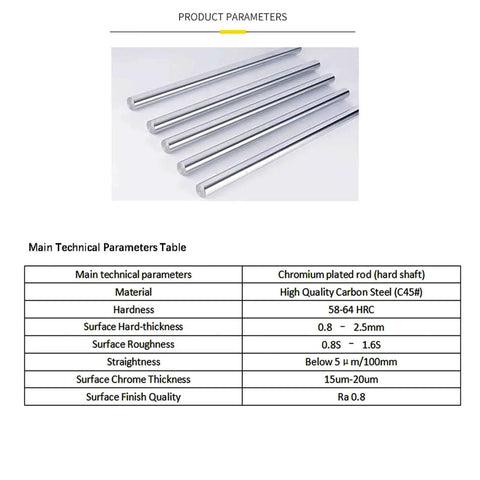Two Pack 8mm x 1000mm Linear Rods Chrome Plated Case Hardened Smooth Shafts For Precision Motion Guide Rails, Heavy Duty Build