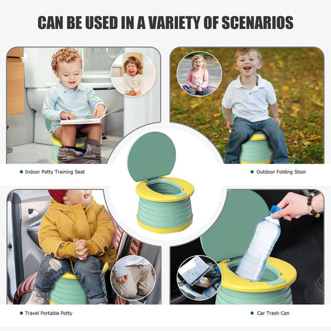 Foldable Toddler Potty Seat With 60 Disposable Liners Compact Car Travel Toilet For Kiddos Hassle Free On The Go Potty Training Kit Road Trip Ready And Fast Pack