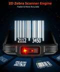 Android 13 Pistol Grip Barcode Scanner With Wi Fi 6 Handheld Mobile Computer displaying SE4710 Zebra engine scanning 1D and 2D codes