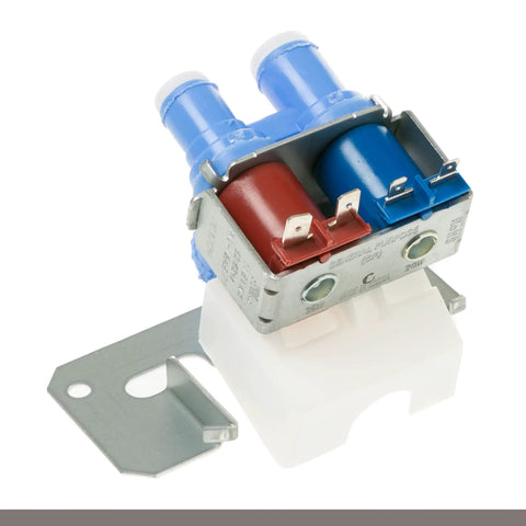 Refrigerator Water Inlet Valve Replacement For GE With Guard, Fix Leaks And Restore Ice Maker Flow, Easy No Hassle DIY Install, Compatible With WR57X33326 WV10032 PS16226572 AP6995571 4960236, blue dual-valve bracket