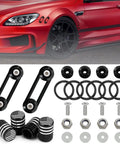 Beefy Bumper Quick Release Kit 14 Piece For Front And Rear Bumpers With Holders O Ring Rubber Band Stainless Steel Bolts Nuts And Washers Universal Car Bumper Compatible displayed with car