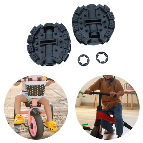 Two Pack Kid Friendly Tricycle Pedals Replacement Set For 1.25cm Rod Rubber Bicycle Pedals For Children with trike images.