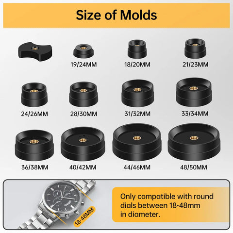 16Pcs Watch Press Tool Set With Back Case Closer For Closing Watch Covers Battery Replacement Tool Kit Dials 18-50mm