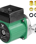 Heavy Duty 304 Stainless Steel Hot Water Recirculating Pump With 1 Inch NPT Threads for plumbing and hot water delivery, green and black design.
