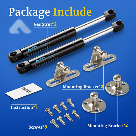 Gas Struts 10 Inch 33 Lb With Brackets Heavy Duty Lift Supports For RV Cabinets Kitchen Cupboards Truck Tool Box Boat Hatch Lid 2 Pack Easy Install Durable No Hassle Mount including mounting hardware and screws