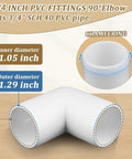 Twelve Pack Three Quarter Inch PVC 90 Degree Elbow Fittings Furniture Grade UV Resistant For SCH40 Pipe Built Tough For DIY