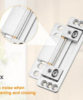 Heavy Duty Hidden Door Hinges 2 Pack With Matching Structural Screws Sleek Zinc Alloy Concealed Hardware Kits shown close-up, emphasizing smooth flush operation.