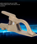 Heavy Duty 35mm Brass Welding Ground Clamp With Super High 500 Amp Conductivity and Oxidation Resistant Body, close-up view.