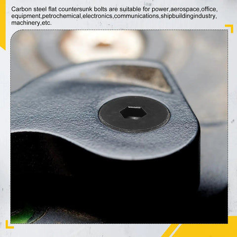 Built Tough Carbon Steel M2.5x6 Flat Head Socket Cap Screws 100 Piece Bundle Black Oxide Coated Grade 10.9 close-up view of hex socket