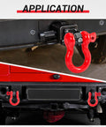 Five Eighths Inch D Ring Shackles Heavy Duty Forged Carbon Steel With Screw Pin Working Load Limit 3.25 Tons 6500 Lbs Towing Rigging And Vehicle Recovery Red 10 Pack displayed on vehicle showing application