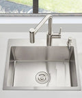 20 Inch Drop In Kitchen Sink With Basket Strainer, 18 Gauge T304 Stainless Steel Handmade Top Mount Single Bowl, Brushed Finish, Measures 20 Inch Long 16 Inch Wide 9 Inch Deep, Ideal For RVs installed on countertop under window