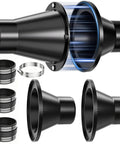 No Sweat 2.5 Inch Magnetic Dust Collection Fittings Quick Connect Switching Kit For Shop Vac Hose with black duct adapters and rubber collars.