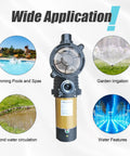 Hardwired Pool Pump 2.0HP Dual Voltage 115/230V with applications for pools, irrigation, ponds, and water features