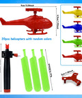 Colorful Helicopters And Airplanes Set With Launcher, 20 Flying Toys For Party Favors, Helicopter and Launcher Dimensions