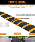 Heavy Duty Speed Bumps For Driveway 6 Ft Two Pack Rubber Speed Bumps With Two Channel Cable Protector and Eight Bolt Spikes