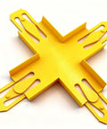 Ultimate Cross Shape Racetrack Connector Kit For Hot Wheels Fans Expandable 4 Way Cross Intersection Track Set, yellow plastic