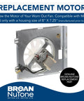 Replacement Motor And Wheel Kit For 696N Housing 8 Inch By 7.25 Inch 50 CFM Pre 1999 Models with fan and wiring visible
