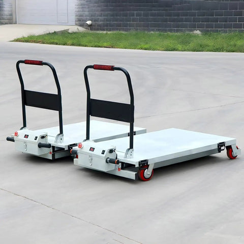 Powerhouse Electric Lift Table Cart With Hydraulic Motorized Platform handles 1100 lbs, featuring rubber wheels and adjustable height.
