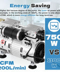 Heavy Duty Oil Free Vacuum Pump 750 Watt 7 Cfm 92 Kpa with energy-saving features and detailed specifications in a workshop.