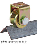 V Groove Caster 1.25 Inch Wheel With Bracket For Inverted Track Suitable For Sliding And Rolling Gates, on track
