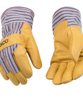 Premium Leather Work And Ski Gloves With Heatkeep Insulation For Cold Weather, durable blue collar favorite with Otto striped canvas back