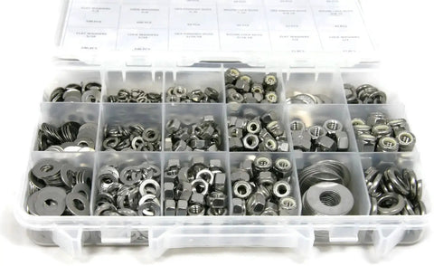 1041 Piece Nuts And Washers Fastener Kit With Durable Plastic Organizer Inch Size Stainless Steel