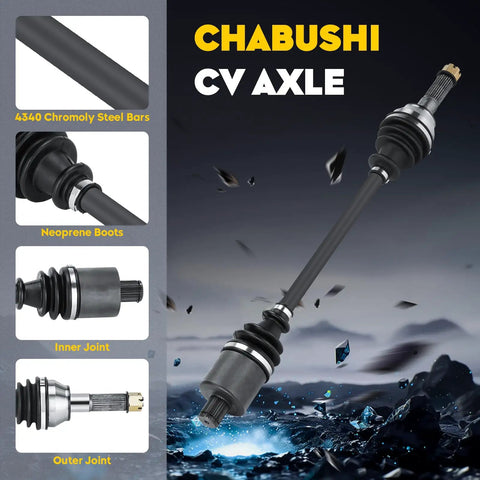 Rear CV Axle For Polaris Ranger XP 900 1000 570 Crew Built Tough, 4340 Chromoly Steel, featuring Neoprene Boots for durability.
