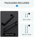 10 Pack 5 Inch Matte Black Cabinet Handles Made From Solid Zinc Alloy For Kitchen Cupboard And Drawer Hardware Center To Center 5 Inch Mounting Pulls, includes screws