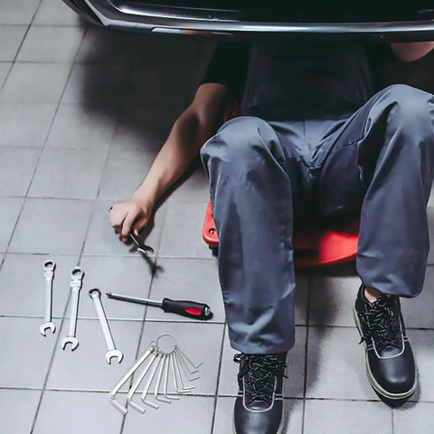 Solid Aboofan 10 Piece Hex Key Allen Wrench Set With Keychain Ring, metric steel wrenches on garage floor by mechanic