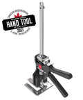 Viking Arm handheld jack/clamp with tall metal vertical bar, black handles, base plate marked VIKING ARM, front view