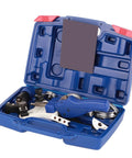 Ultimate Ft Vogue Heavy Duty Manual Pipe Bender For Copper Tubes 5Mm To 12Mm in blue carrying case with tools organized.