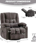 Oversized Recliner Chair For Adults With Vibration Massage And Lumbar Heating Swivel Rocker Recliner dimensions shown in inches